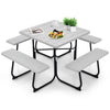 8 person Square Picnic Table Bench SetOutdoor Circular Picnic Table W/4 Benches