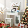 LED Dressing Mirror Makeup Table with Stool Vanity Unit Set Cabinet Adjustable
