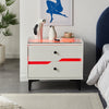 White High Gloss LED Bedside Table Cabinets 2Drawers Nightstand Modern Bedroom