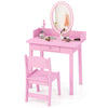 Kids Vanity Set Makeup Beauty Dressing Table w/ Lighted Mirror-Pink