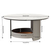 Round Marble Coffee Table Side Table Saddle Leather Storage Tray for Living Room