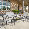 4 Pieces Patio Furniture Set Outdoor All-Weather Conversation Set Grey