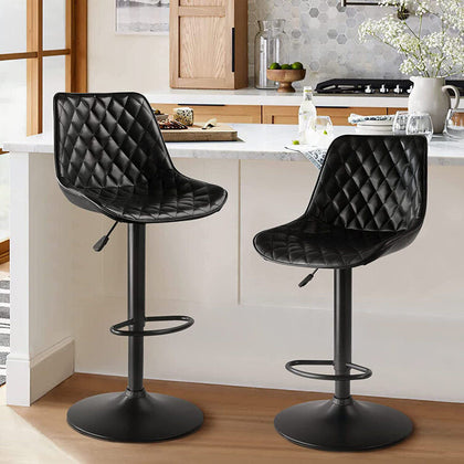 2pcs Faux Leather Bar Stools Breakfast Kitchen Chair Metal Swivel Bar Stool UK