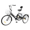24" Tricycle 3 Wheel 7-Speed Adult Bicycle Tricycle Trike Bike with Basket NEW!