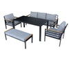 6 Seater SofaSet Garden Furniture Aluminum Outdoor Patio Lounge Dining Set Black