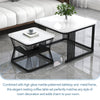 Square Nesting Coffee Table Metal Stacking Side Tables Set Marble-Look White