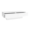 Coffee Table with 2 Storage Drawers White High Gloss Tea Table with LED Lights