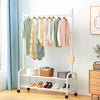 Black Metal Clothes Rail Rack Garment Stand Corner Open Wardrobe with Shelf