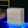 White High Gloss Drawers Front Bedside Table SideTable Night Stand LED Light