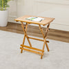 Portable Camping Bamboo Wooden Table Breakfast Writing Laptop Table Adjustable