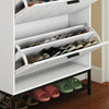 Wooden Shoe Cabinet with 2 Flip Drawers & Shelves, Entryway Storage Unit 117cm