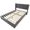 Winged Bed 4ft6 Double Upholstered Bed Frame with Button Tufted Headboard Grey