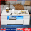 Table Drawer High Furniture Storage Modern Room Living LED Gloss 2 Wooden Coffee