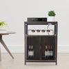 Drinks Cabinet Wine Bar w/ Glass & Bottle Storage | Black Rattan W/ RGB LED