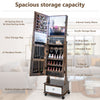 Standing Jewelry Armoire Lockable Jewelry Cabinet Vanity Mirror with LED Light