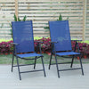 Patio Chairs Set of 2 Folding Outdoor Dining Chair Sling Adjustable Chair Blue