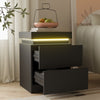 LED Bedside Table 2 Drawers Cabinet Charging and Storage Nightstand Side Table