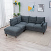 L-Shaped Corner Sofa, Sectional Couch with Built-in USB Port Chaise