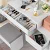 Makeup Desk Dressing Table W/ Mirror 5Drawers Slide Door Stool Vanity Set +Bulbs