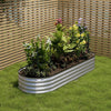 Galvanized Silver Oval Steel Raised Garden Bed Outdoor Planter 240x80x42cm
