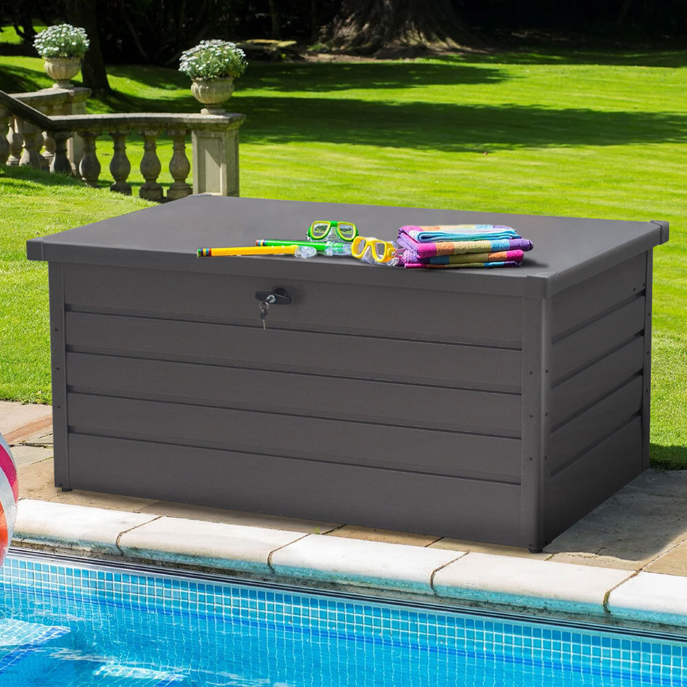 Storage Cabinet 350L Garden Storage Box Color Board Tool Container Patio Grey UK