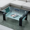 Rectangle Glass Coffee Table Modern Living Room Furniture Shelf White Black Wood