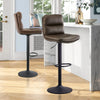 2pcs Bar Stools Faux Leather Padded Seat Stools Metal Base Barstools Grey/Brown