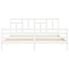 Bed Frame with Headboard White 200x200 Solid Wood K3G0