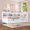 Daybed with 2 Drawers & Storage Compartments 3ft Single Wooden Bed Frame, White