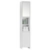 White Bathroom Cabinet 2 Door 6 Shelves Storage Makeup With Mirror Free Standing