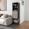 Sturdy Metal Support Slim Cupboard Tall Kitchen Storage Cabinet-Black