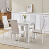 Small Space Dining Set 5Pcs Square Dining Table+ 4 Dining Chair Set White Wooden