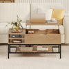 Lift Top Coffee Table Living Room Table w/ Storage Shelf-Natural
