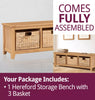 Shoe Storage Bench, Small Wooden Oak Unit with 3 Basket, Hallway Stand Organiser