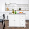 113x46CM Rolling Kitchen Island Cart Utility Storage Cart w/5 Wheels White
