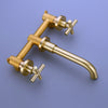 Bathroom Brass 2 Handles Wall Mounted Swivel Spout Sink Faucet Basin Mixer Taps