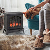 Electric Fireplace Heater Black Stove w/ LED Flame Effect Freestanding Black