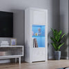 White High Gloss LED Tall Display Cabinet Cupboard Sideboard Standing Storage
