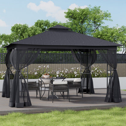 4m x 3m Heavy Duty Metal Gazebo Garden Pergola Steel Frame Tent Sun Shade Canopy