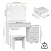 Modern Dressing Table Large Vanity Set with LED Mirror Cabinet Stool Drawers UK
