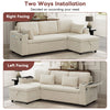 L Shaped 3 Seater Sofa Convertible Sofa Bed with Storage Chaise Corduroy Beige