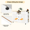 Kitchen Trolley, Kitchen Island with Sliding Doors, Drop Leaf Top 110x42x90cm