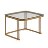 Coffee Table Square Nest of Tables Side Table with Drawers Storage & Glass Top