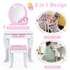 2 in 1 Kids Vanity Table and Chair Set Princess Makeup Dressing Table Writing