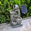 Solar Cascading Fountain Outdoor Garden Water Feature LED Stone Jug Statue Decor