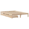 Bed Frame with Drawers 140x190 Solid Wood Pine U0G0