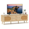 Costway Rattan TV Stand for 65-Inch TV 150CM TV Console Cabinet with Drawers