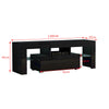 Modern TV Unit Stand with 1 Drawer Cabinet Black High Gloss Door RGB LED Lights