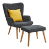 Modern Fabric Accent Chair with Ottoman Set Comfy High Back Armchair Home Office