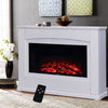 Electric Fireplace Insert LED Log Fire Flame White Surround Standing Heater Set